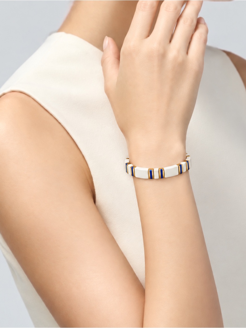 ROXANNE ASSOULIN Cream & Blue Enamel Bracelet Birthday & Party & Gift